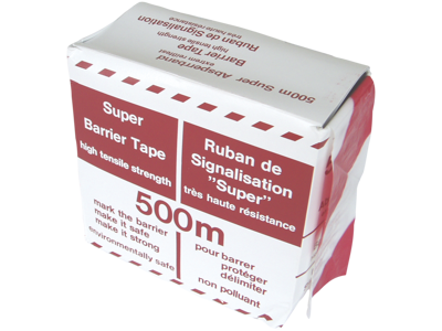 Afspærringsbånd 70 mm x 500mtr. rød/hvid