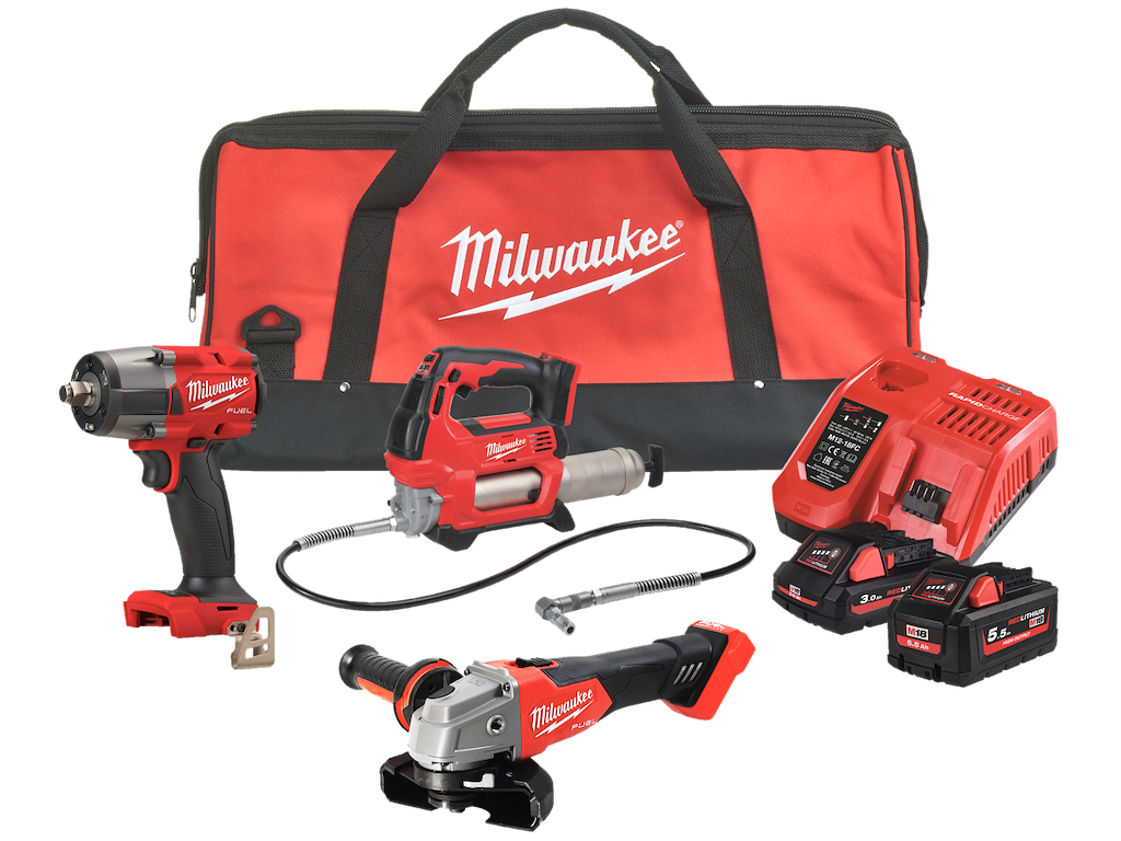 PowerPack 3 Mskiner+2 Batterier+Lader+Taske