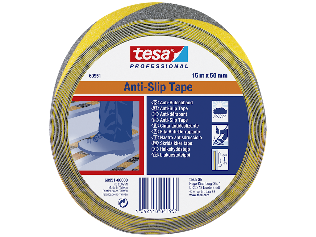 Tape 60951 skridsikker tape gul/sort 50m