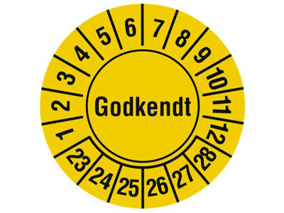Kalibreringsmærke Gul, rund "Godkendt"