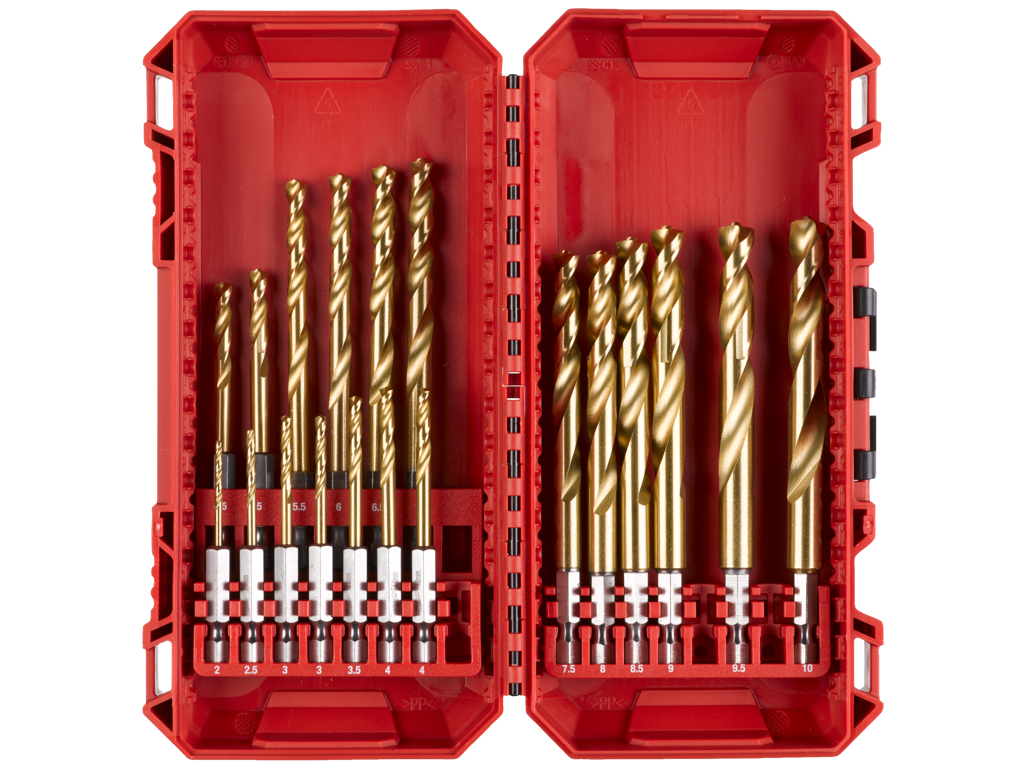 Borsæt HSSG-TiN 1/4" 6kt skaft 2-10mm