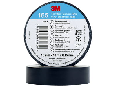 Tape 15mm x 10 mtr Vinyl 3M 165 Sort