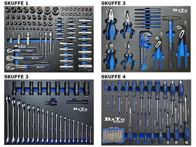 Værktøjsvogn 91018 med ass. værktøj Bato